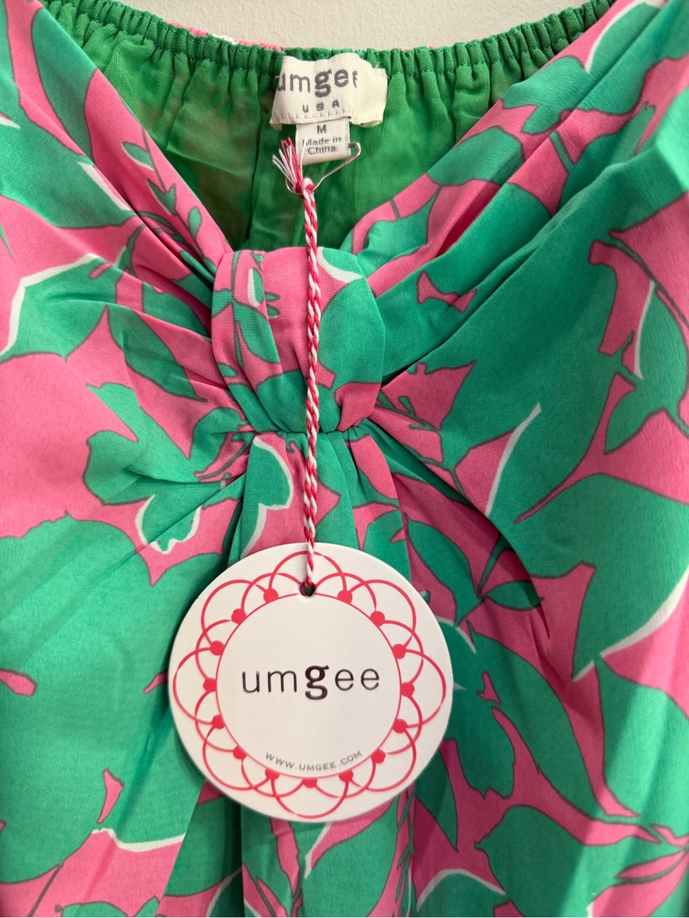 Umgee Teal & Pink Floral Tie-Front Blouse - Picture 3 of 5